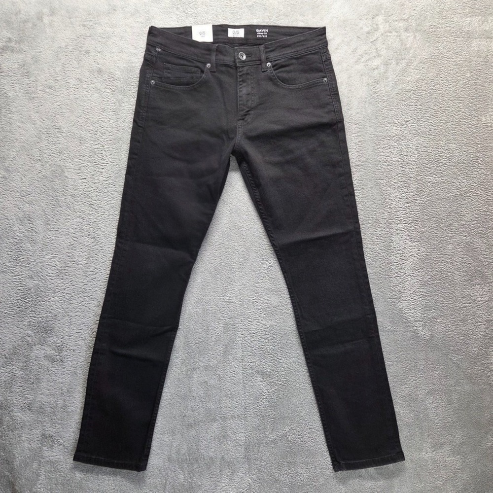 Quicksilver Jeans Mens 33X30 Black Gavin Skinny Low Rise Dark Wash Denim New‎